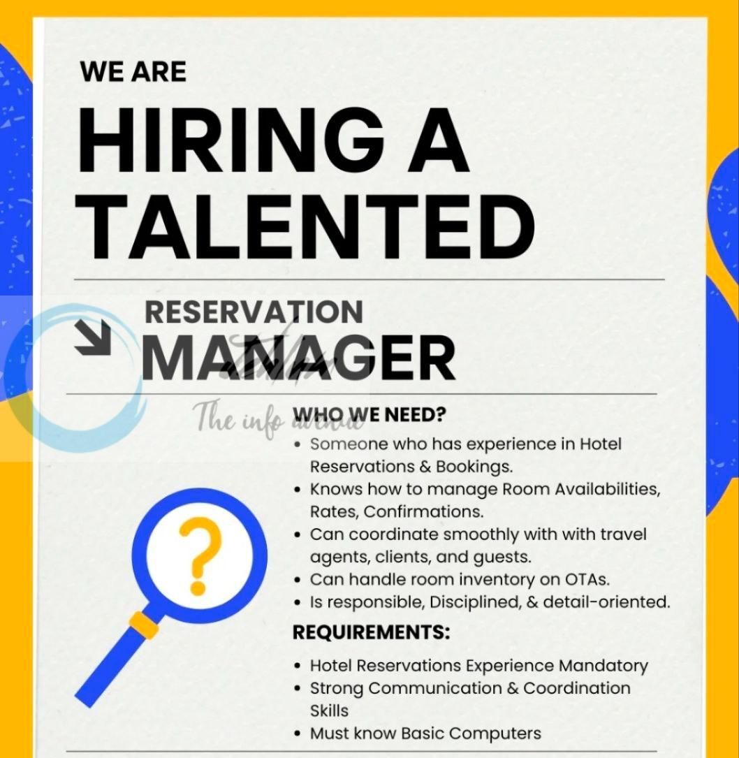 Dawate Drung Srinagar Reservation Manager job opportunities 2026