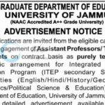 University of Jammu Post Graduate Department of Education Assistant Professors Teaching Assistants Advertisement Notice 2026
