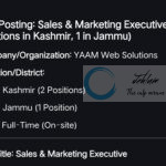 YAAM Web Solutions Sales & Marketing Executive Jobs Opportunities 2026
