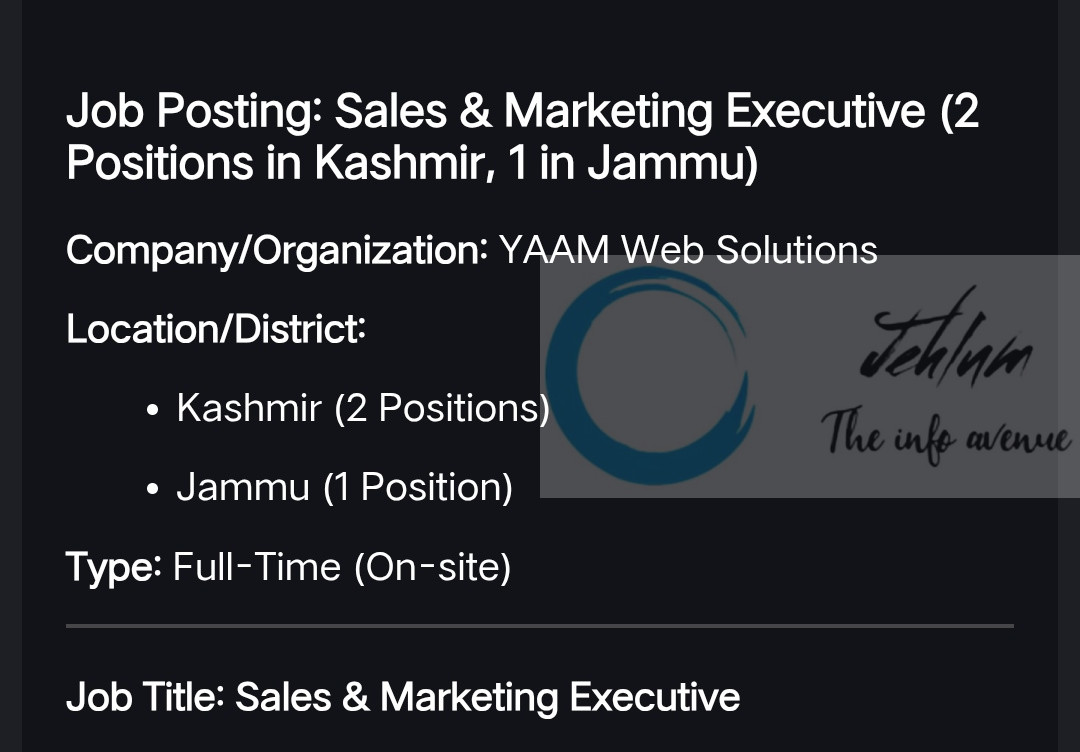 YAAM Web Solutions Sales & Marketing Executive Jobs Opportunities 2026 1 YAAM Web Solutions Sales & Marketing Executive Jobs Opportunities 2026