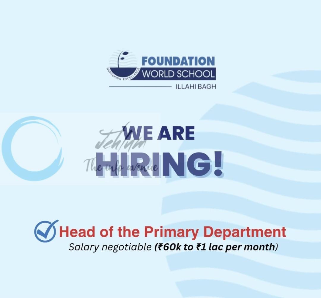 Foundation World School FWS Srinagar Head of the Primary Department Jobs Opportunities 2026
