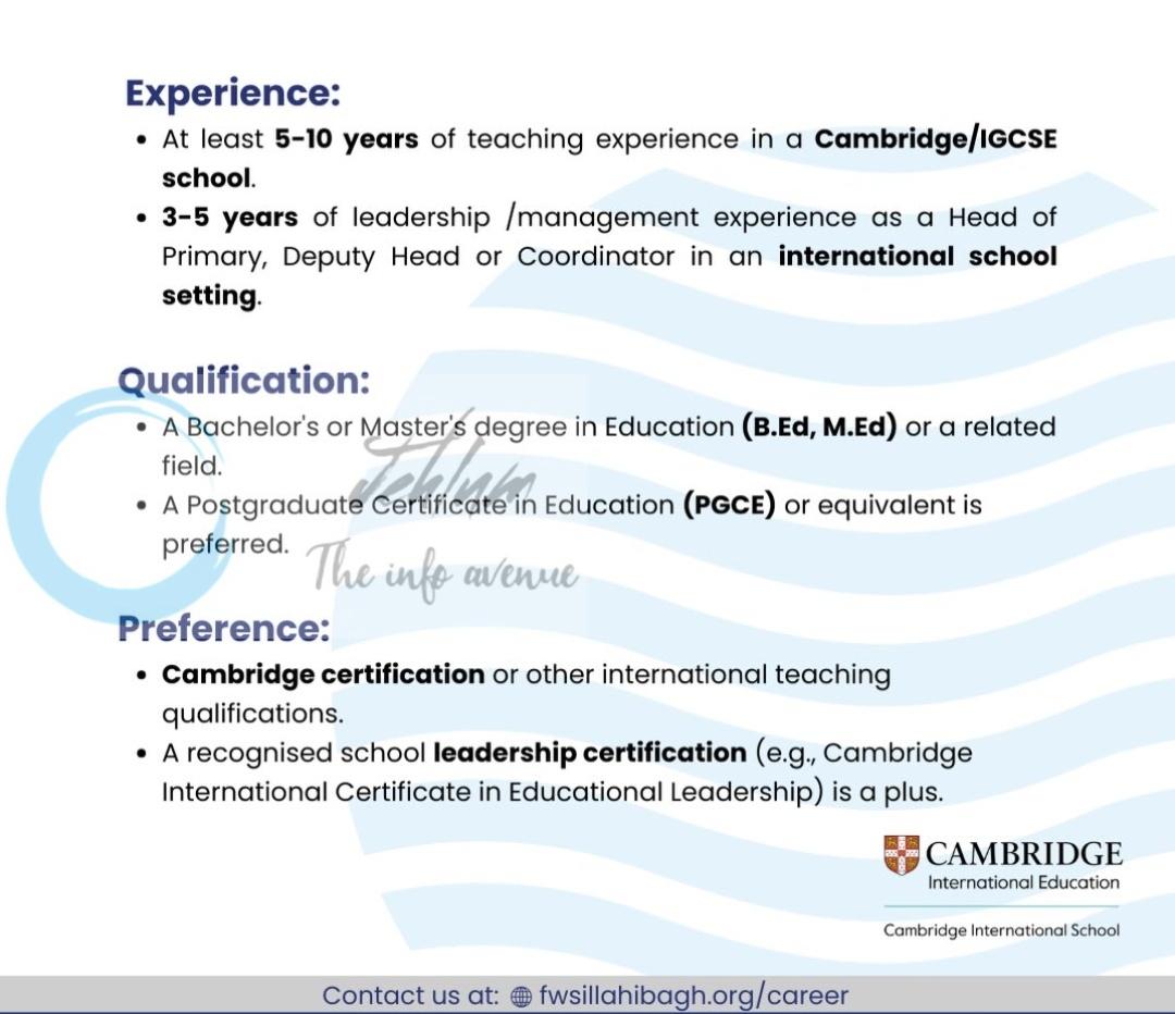 Foundation World School FWS Srinagar Head of the Primary Department Jobs Opportunities 2026