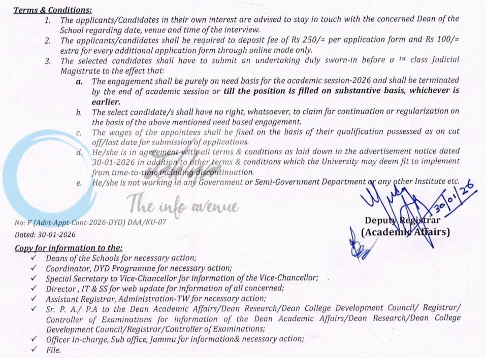 University of Kashmir Institute of Technology Zakura Contractual Assistant Professors Recruitment Advertisement Notice-VII 2026 2 University of Kashmir Institute of Technology Zakura Contractual Assistant Professors Recruitment Advertisement Notice-VII 2026
