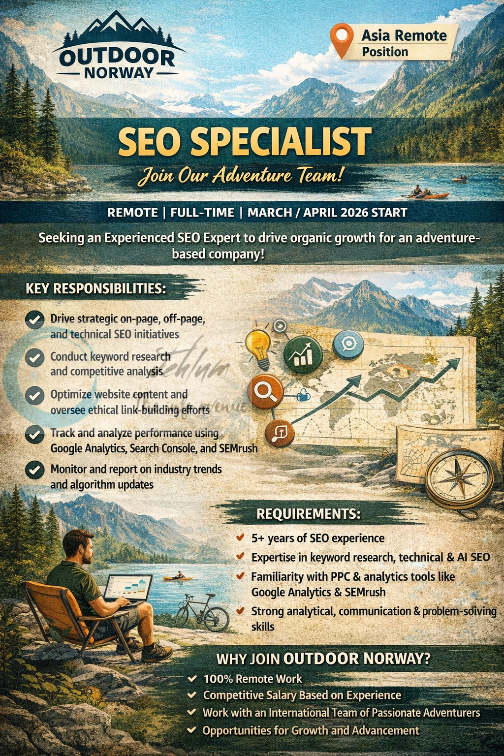 Outdoor Norway SEO specialist remote job opportunities 2026