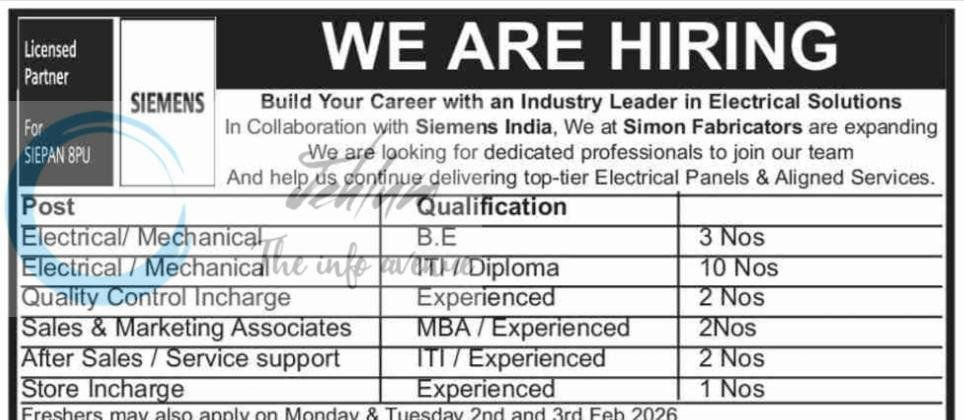 Simon Fabricators Siemens Samba Jobs Opportunities 2026