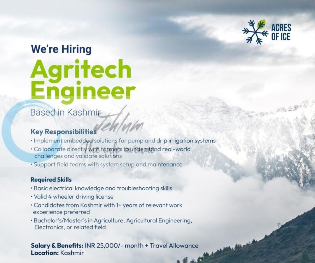 Acres of Ice AOI Kashmir Agritech Engineer Job Vacancy 2026 1 Acres of Ice AOI Kashmir Agritech Engineer Job Vacancy 2026
