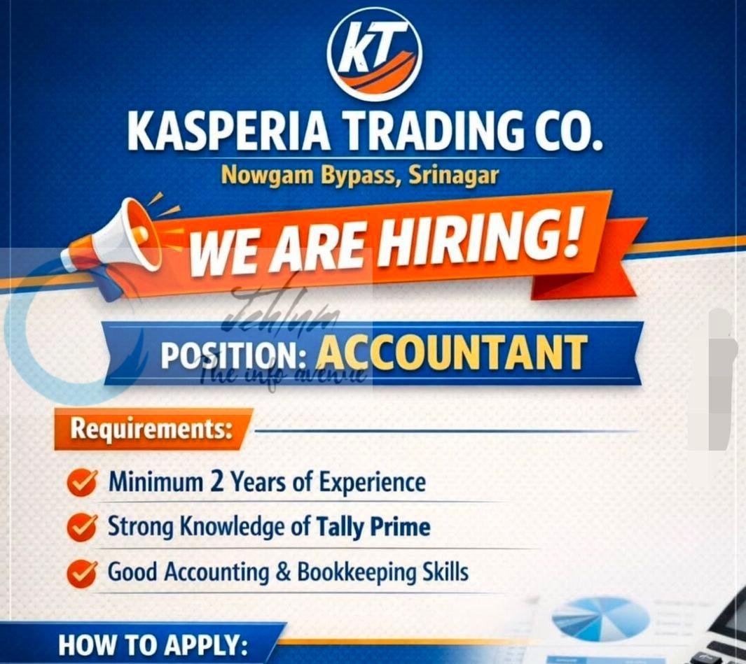 Kasperia Trading Co KT Srinagar Accountant job opportunities 2026