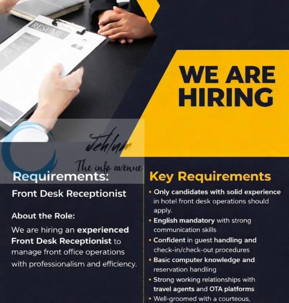 LIEU D’AMOUR – SANAT NAGAR FRONT DESK RECEPTIONIST RECRUITMENT 2026