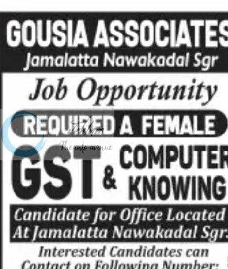 Gousia Associates Srinagar GST and Computer Operator job opportunities 2026