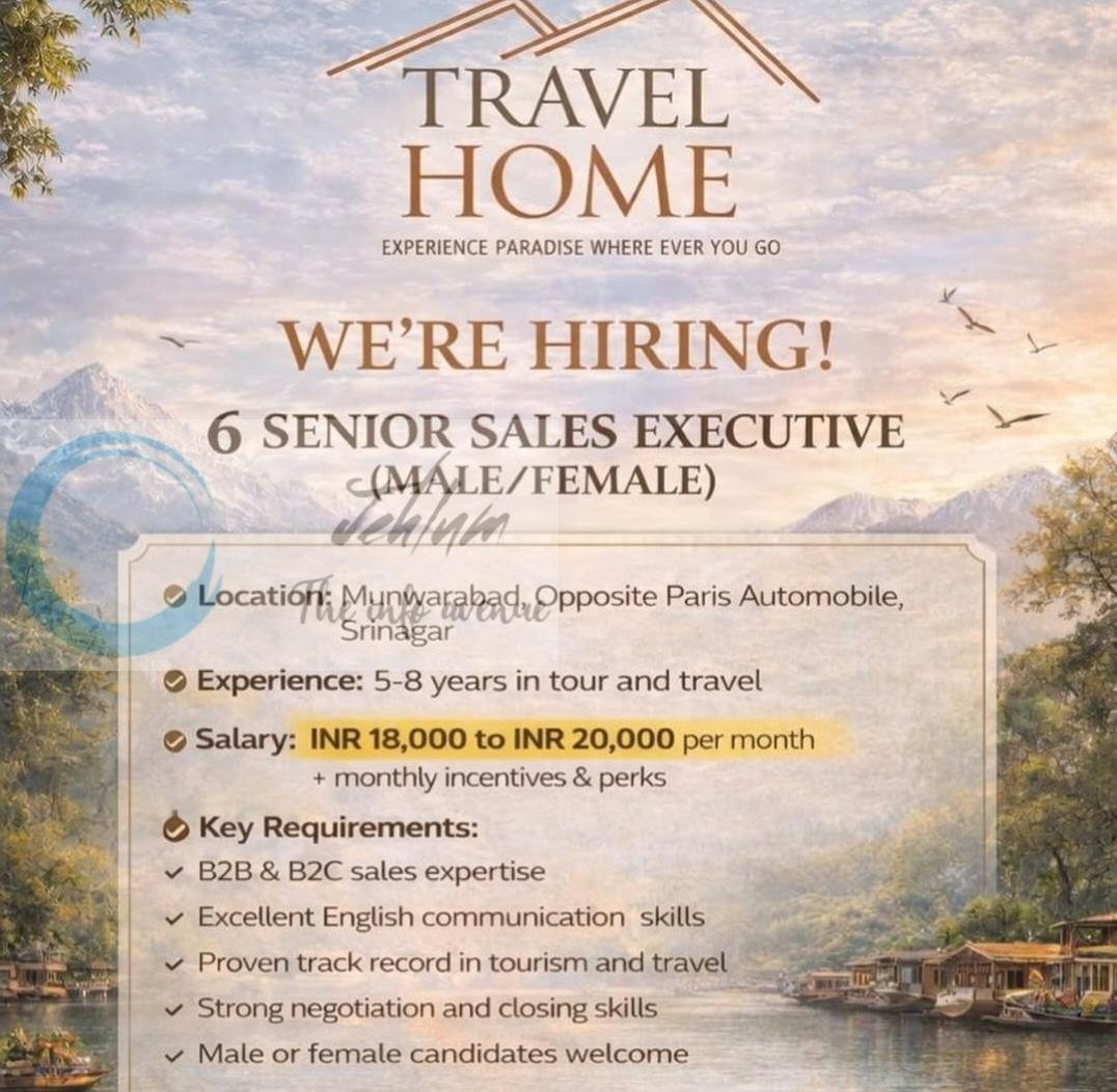 Travel Home Srinagar Senior Sales Executive Jobs Vacancies 2026