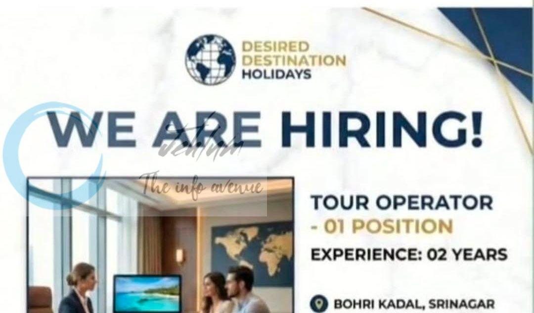 Desired Destination Holidays DDH Srinagar Tour Operator job opportunities 2026