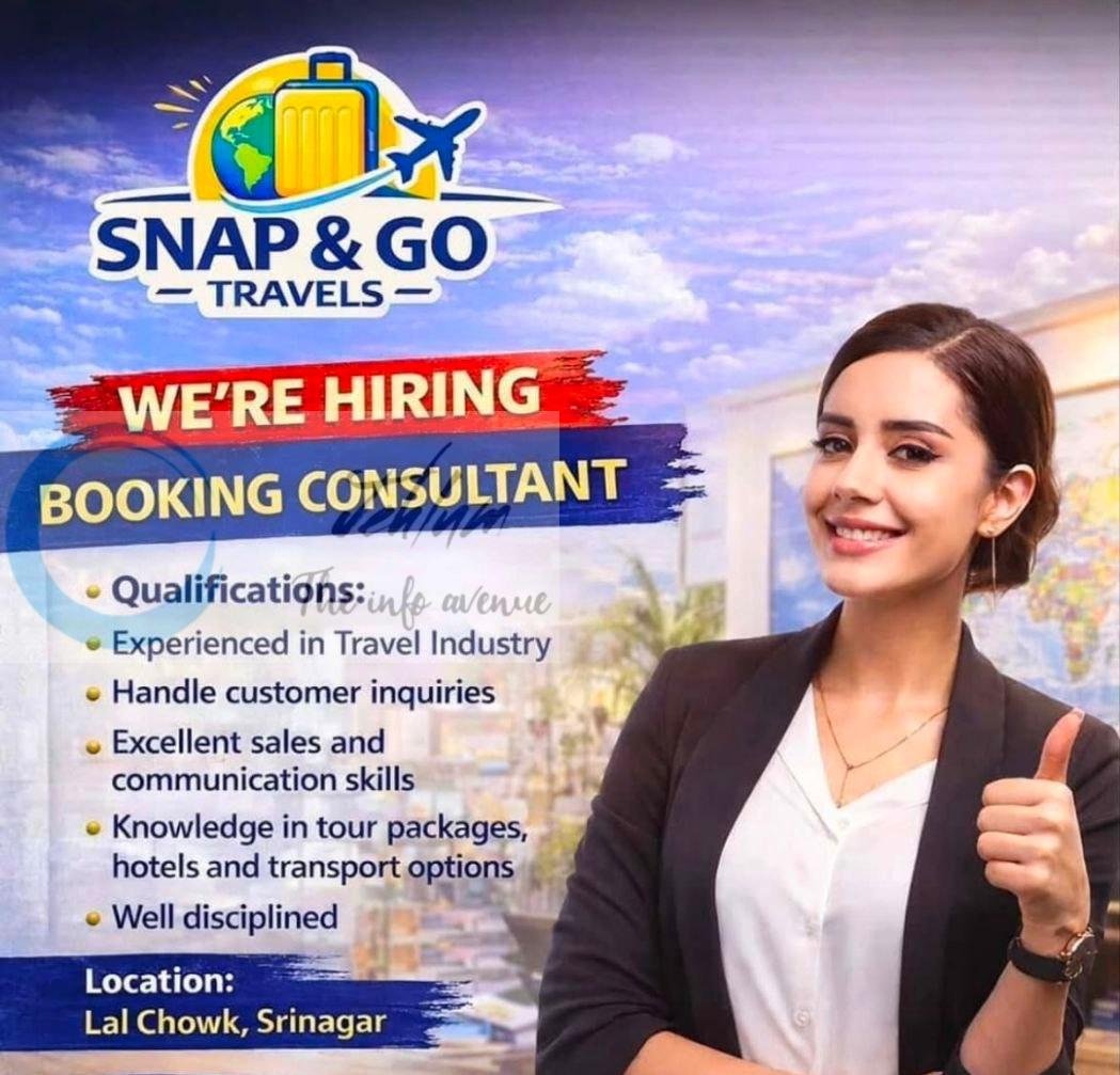 Snap and Go Travels booking counsultant job opportunities 2026