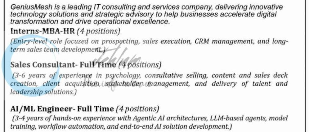 GeniusMesh IT solutions jammu staff job opportunities 2026