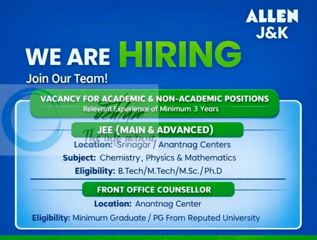 ALLEN Career Institute Srinagar faculty job opportunities 2026