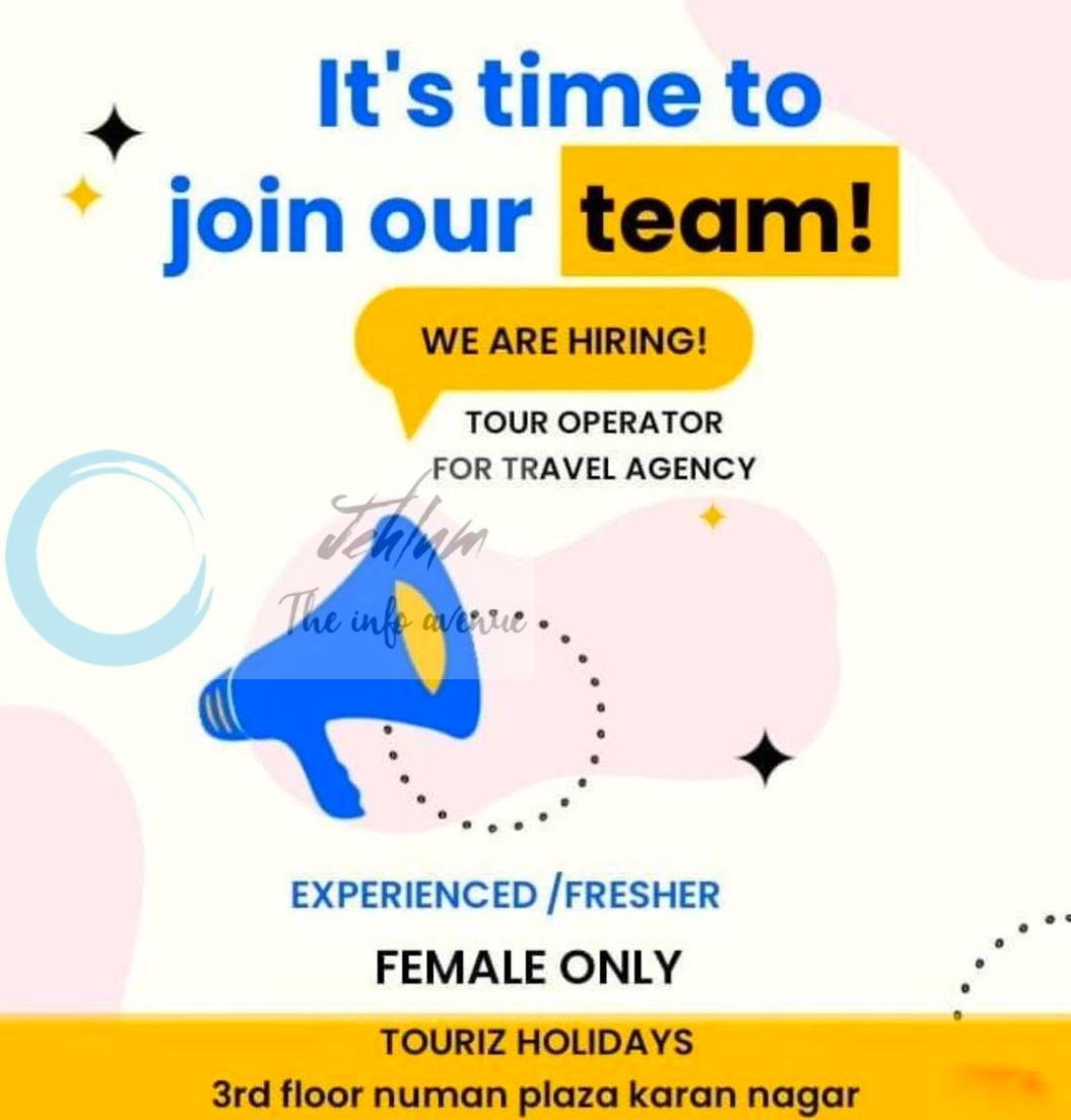 Touriz Holidays Srinagar Tour Operator job opportunities 2026