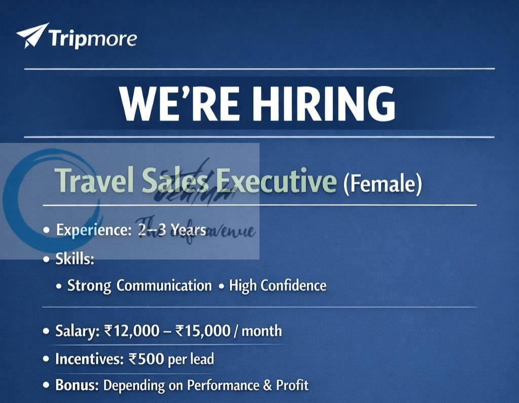 Tripmore srinagar Travel Sales Executive job opportunities 2026