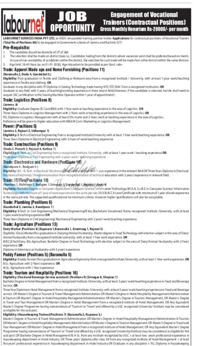 LabourNet Services India Pvt Ltd Jammu and Kashmir Vocational Trainers job opportunities 2026 1 LabourNet Services India Pvt Ltd Jammu and Kashmir Vocational Trainers job opportunities 2026