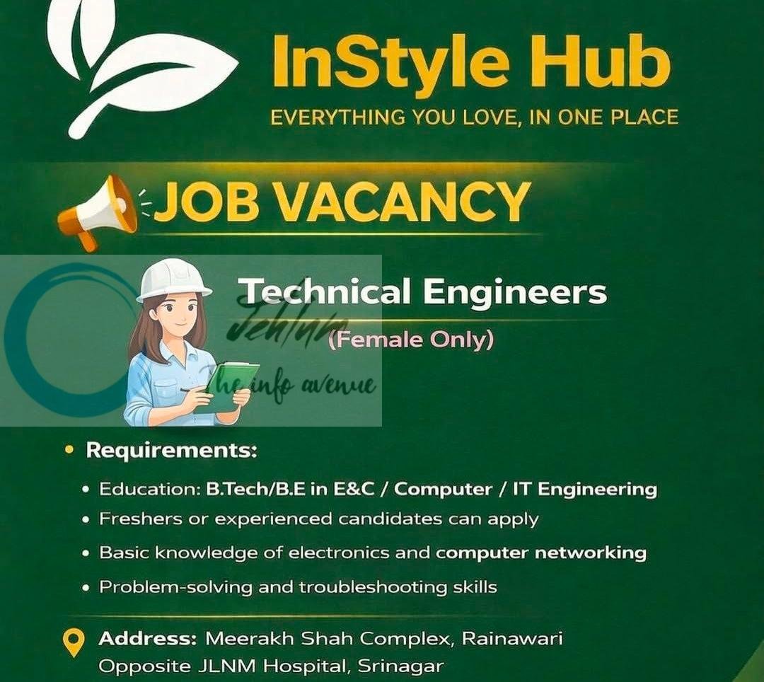 InStyle Hub Srinagar Technical Engineers job opportunities 2026