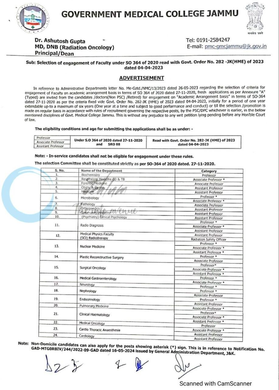 Government Medical College GMC Jammu faculty job opportunities GMC/Advt/Faculty/2026/SO-364/1868 1 Government Medical College GMC Jammu faculty job opportunities GMC/Advt/Faculty/2026/SO-364/1868