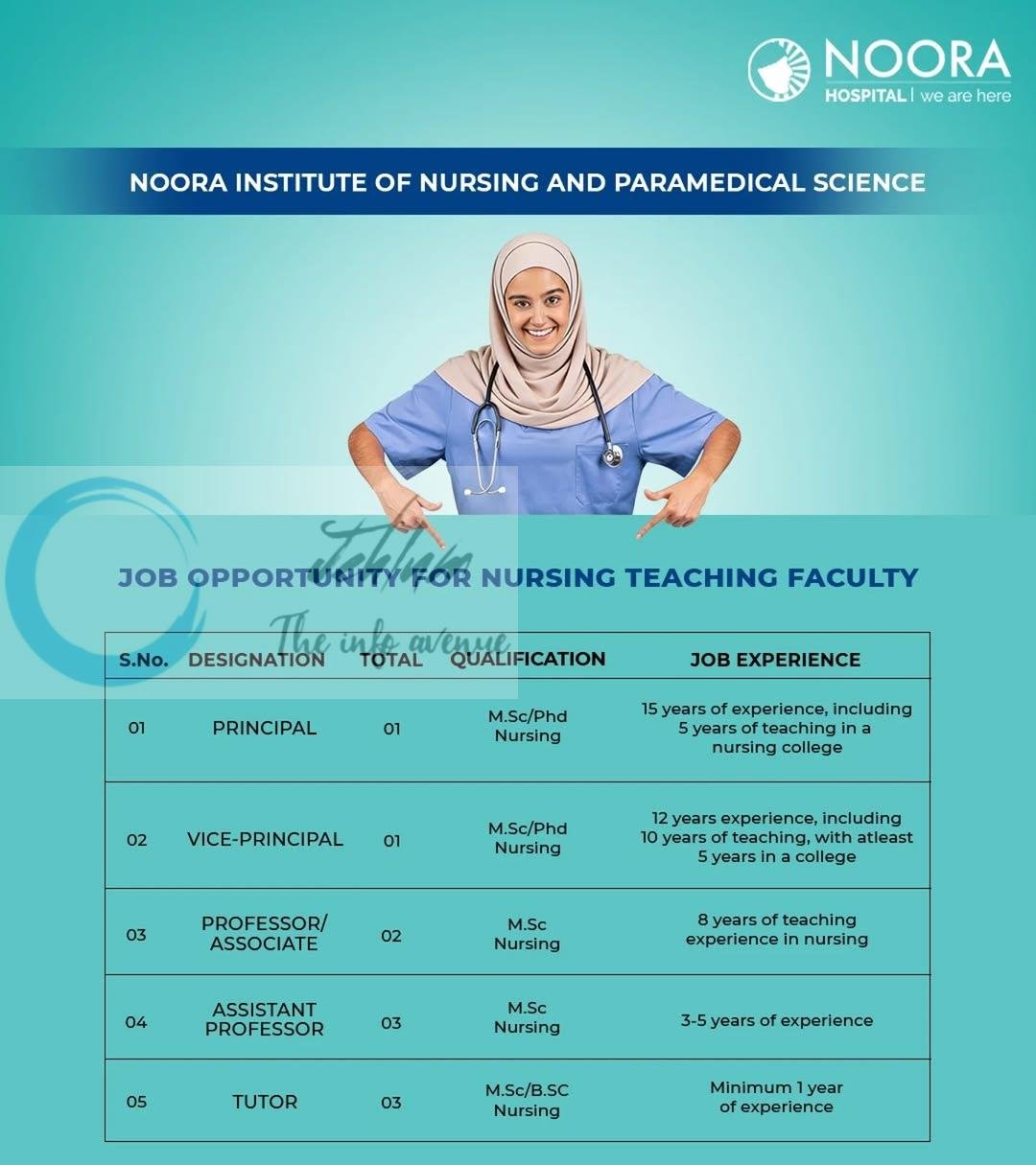 Noora Institute of Nursing and Paramedical Science NINPS Srinagar Principal/Vice Principal/Professor job opportunities 2026