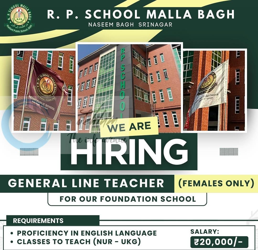 R P School Malla Bagh RPS Srinagar teaching job opportunities walk in 2026