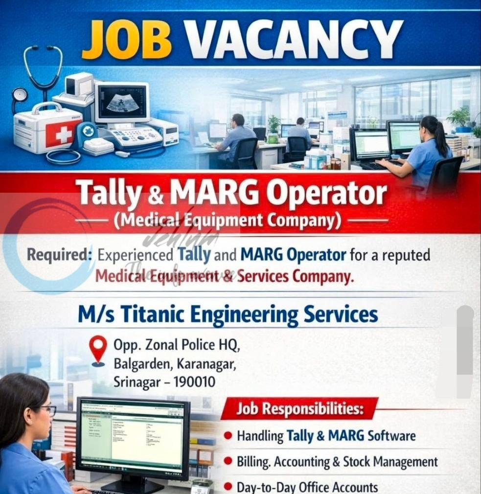 Titanic Engineering Services Srinagar Tally and MARG Operator job opportunities 2026