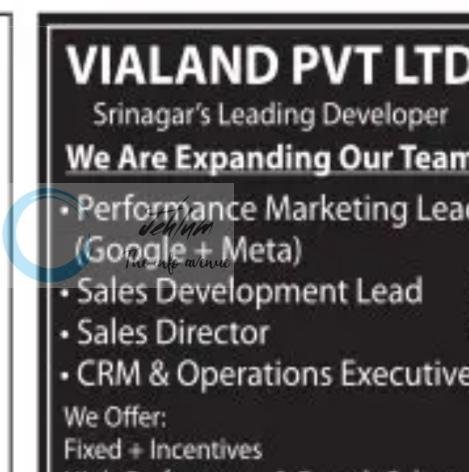 Vialand pvt ltd srinagar office staff job opportunities 2026