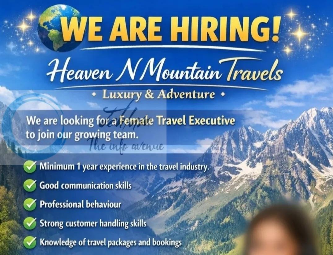 Heaven N Mountain Travels Srinagar Female Travel Executive Jobs Vacancies 2026 1 Heaven N Mountain Travels Srinagar Female Travel Executive Jobs Vacancies 2026