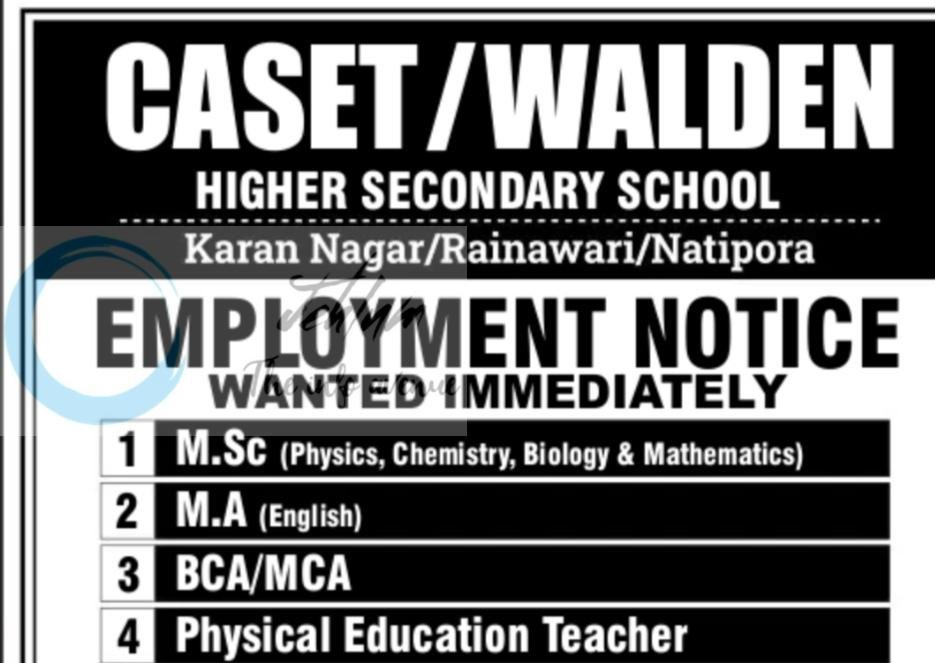 CASET WALDEN Srinagar teaching job opportunities 2026