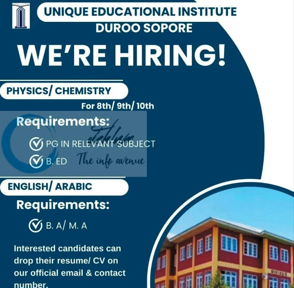 Unique Educational Institute UEI Duroo Sopore teaching job opportunities 2026