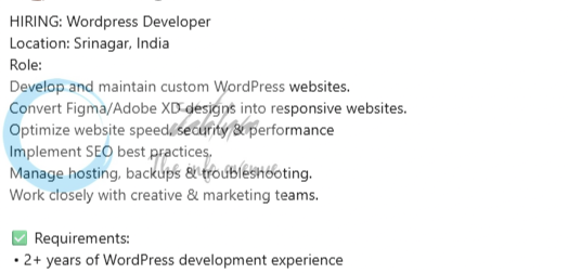 Insights Dubai Hiring WordPress Developer in Srinagar 2026 1 Insights Dubai Hiring WordPress Developer in Srinagar 2026