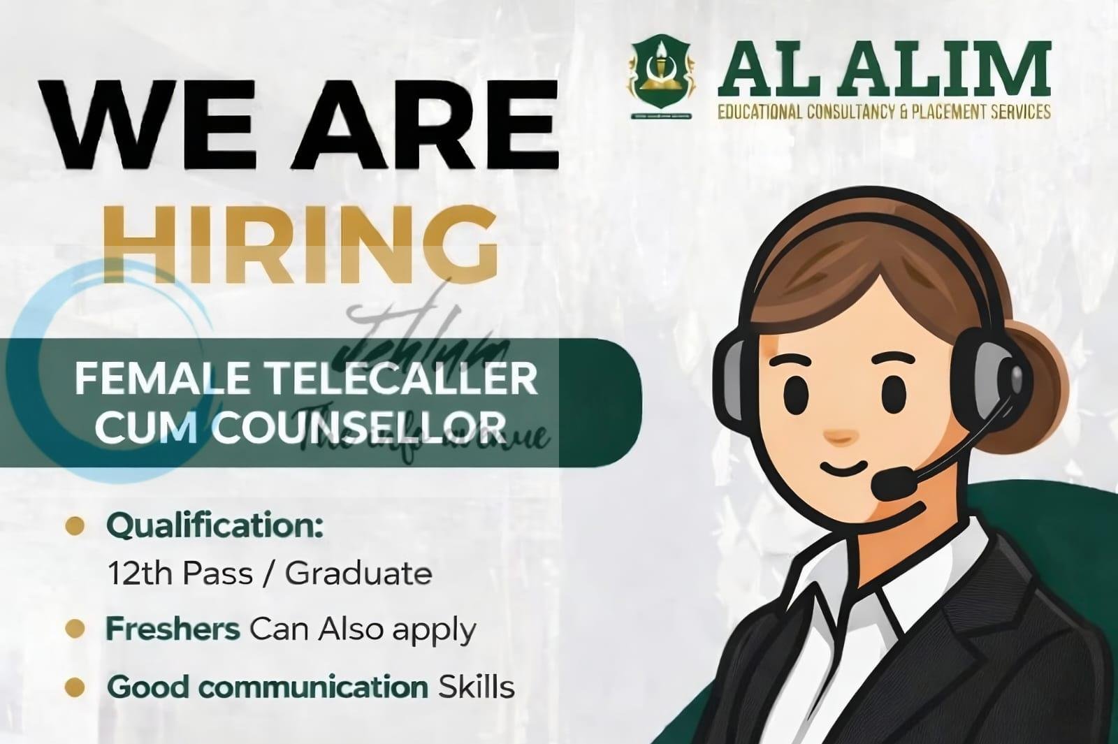 Al Alim Educational Consultancy and Placement Services Srinagar Telecaller/ Counsellor job opportunities 2026