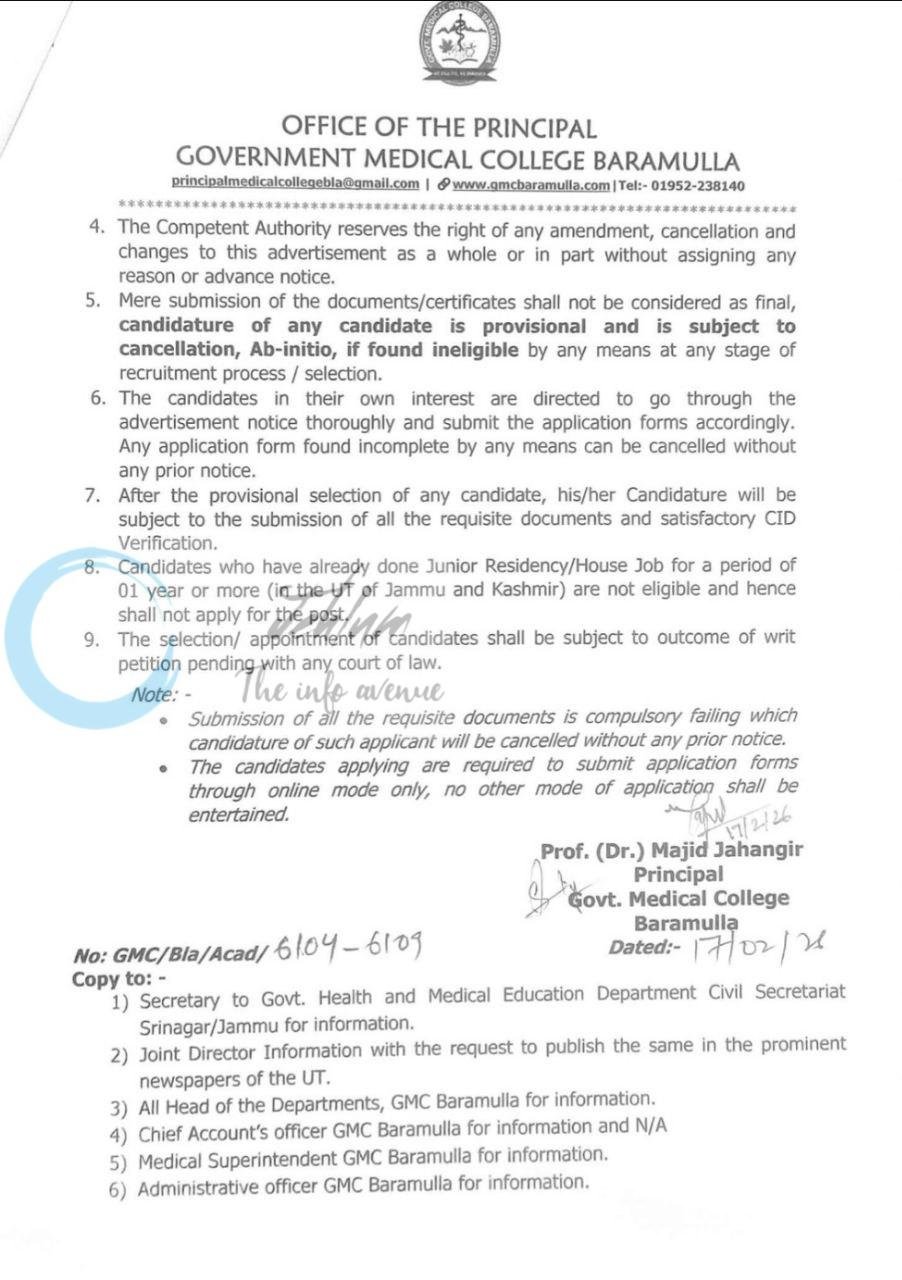 Government Medical College Baramulla GMCB Baramulla Junior Resident job opportunities notice 02 RA Of 2026 1 Government Medical College Baramulla GMCB Baramulla Junior Resident job opportunities notice 02 RA Of 2026