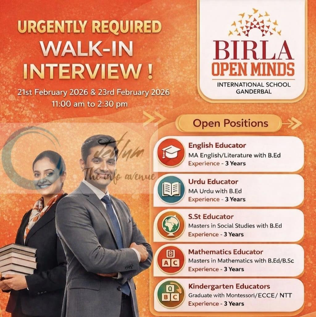 Birla Open Minds International School BOMIS Ganderbal Jobs Walk-in Interview Notification 2026 1 Birla Open Minds International School BOMIS Ganderbal Jobs Walk-in Interview Notification 2026
