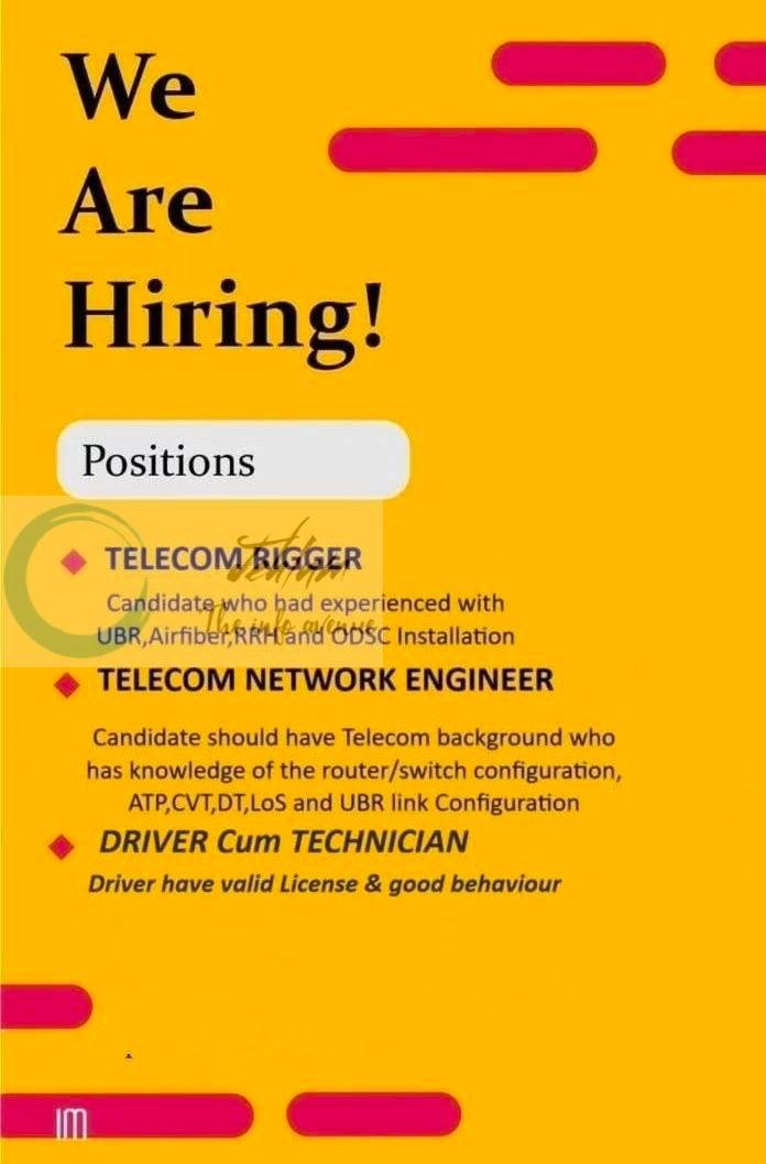 Srinagar Technology Consultants Pvt Ltd STC Telecom Rigger/Network Engineer job opportunities 2026