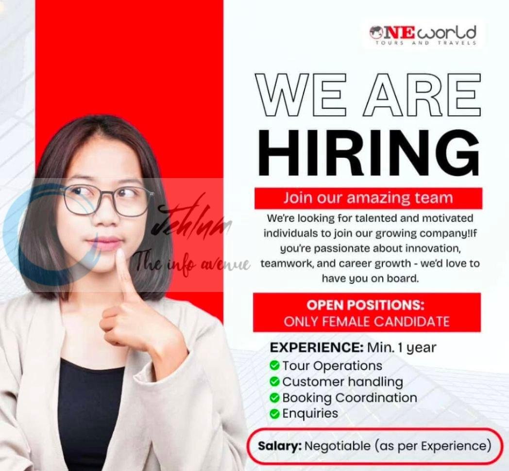 One World Tours and Travels Srinagar office staff job opportunities 2026