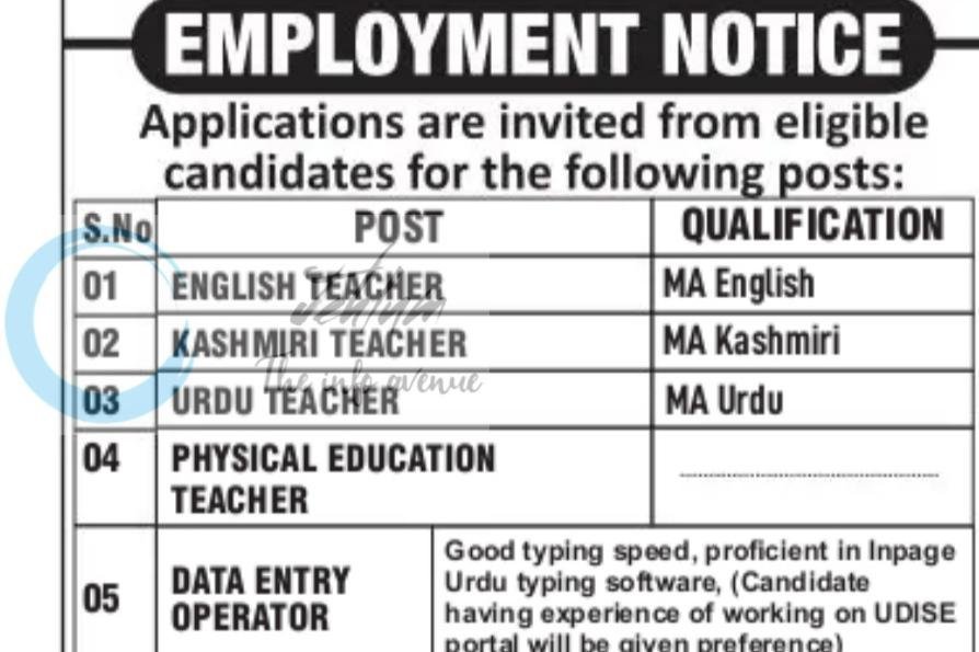 The Legends School of Education Srinagar teaching job opportunities 2026