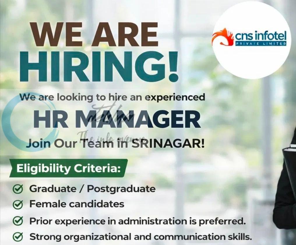 CNS Infotel Private Limited CNS Srinagar HR Manager job opportunities 2026