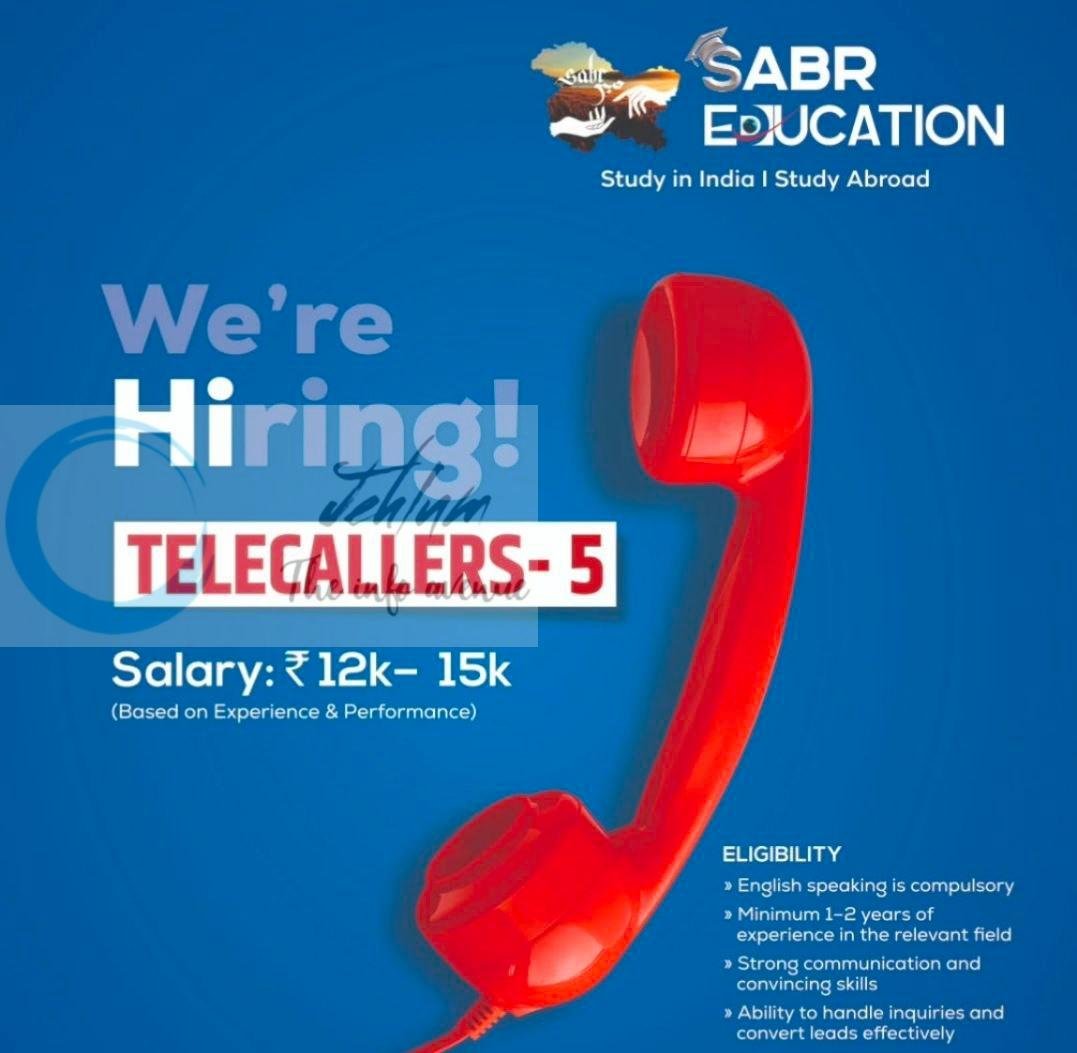 SABR EDUCATION SRINAGAR TELECALLERS job opportunities 2026
