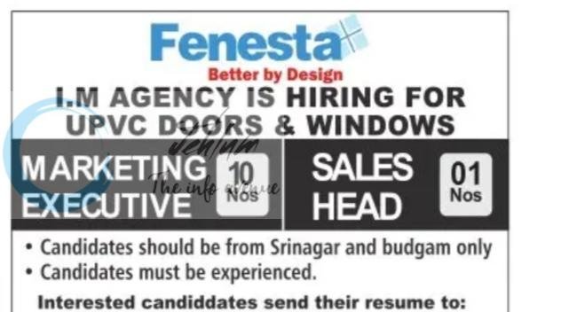 I M AGENCY SRINAGAR MARKETING EXECUTIVE SALES HEAD JOB OPPORTUNITIES 2026