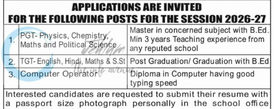 Sri Guru Gobind Singh Public Hr Sec School Jammu Jobs Openings 2026