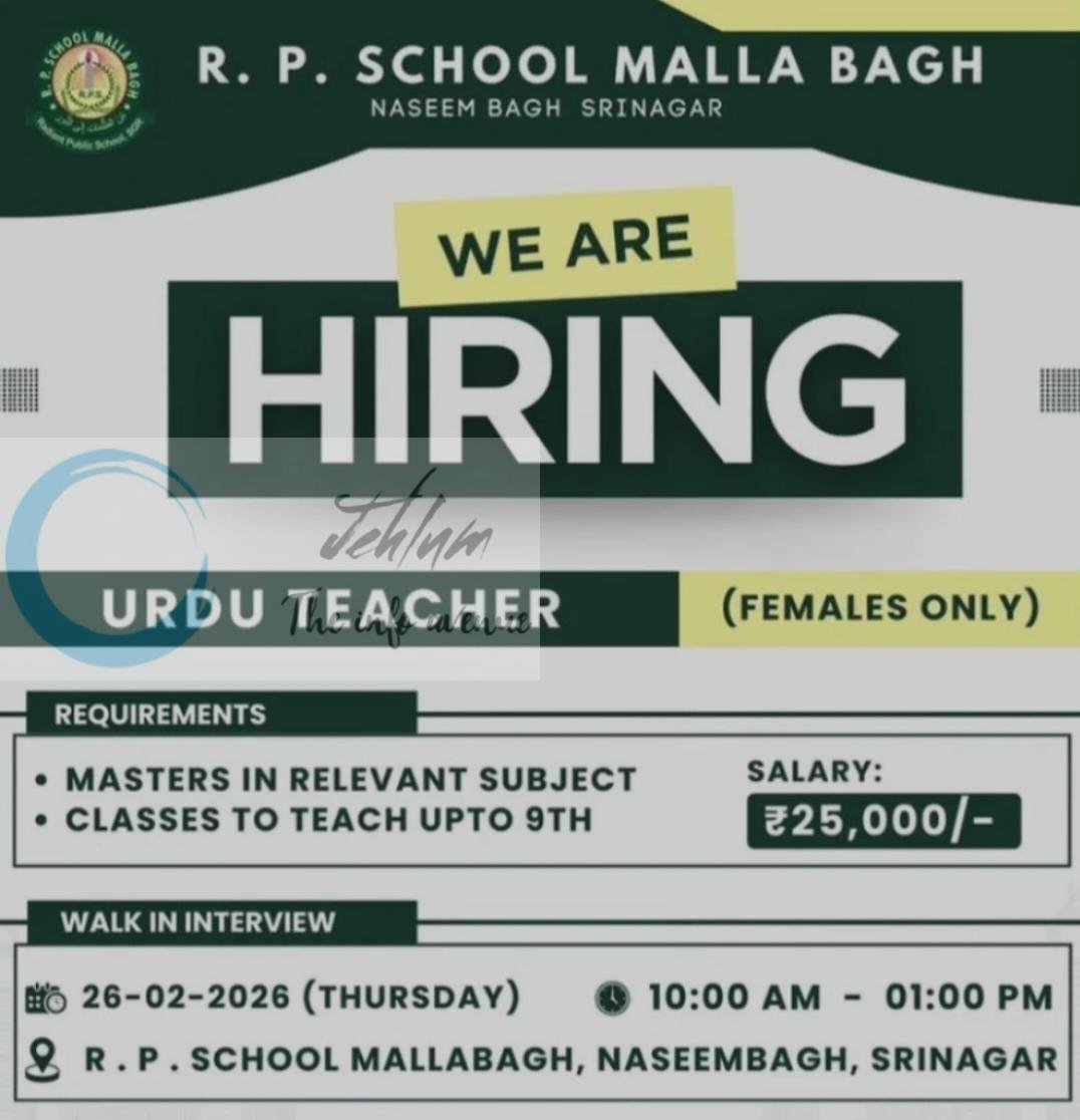 R P School Malla Bagh Srinagar Urdu Teacher Jobs Vacancy 2026 1 R P School Malla Bagh Srinagar Urdu Teacher Jobs Vacancy 2026