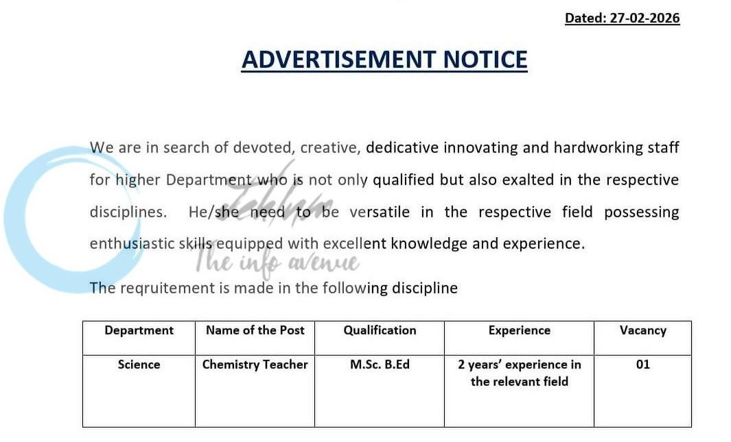 Lyceum International School LIS Pulwama teaching job opportunities 2026