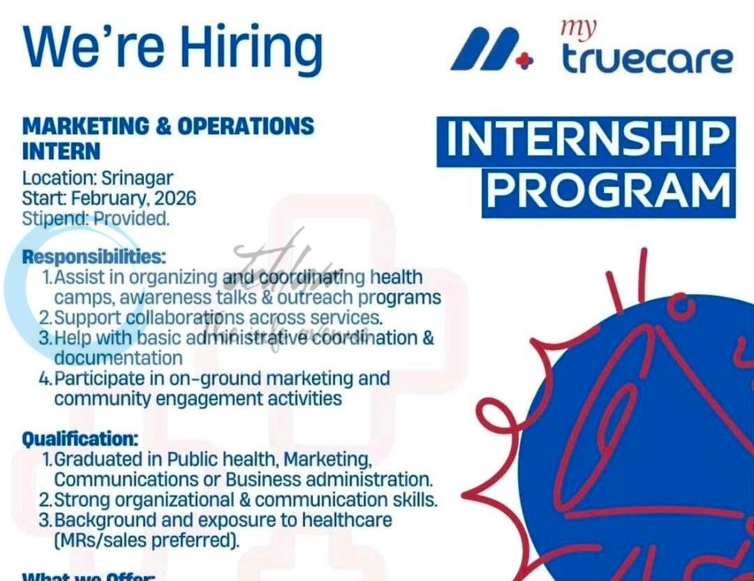 My Truecare Srinagar Marketing Operations Internship opportunities 2026