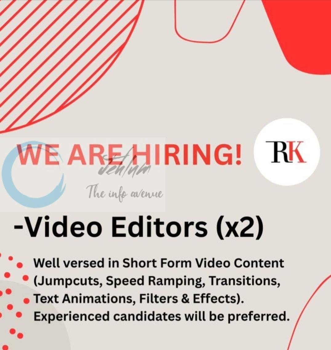 Rising Kashmir RK Srinagar Video Editors Jobs Openings 2026