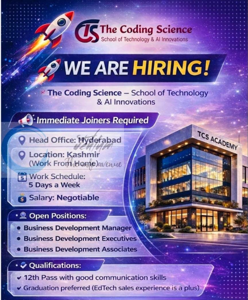 The Coding Science TCS Kashmir Business Development Manager Business Development Executives Business Development Associates job opportunities 2026