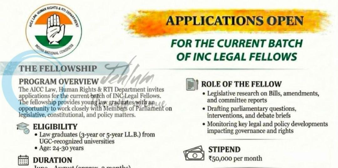 Indian National Congress INC New Delhi Legal Fellowship opportunities 2026