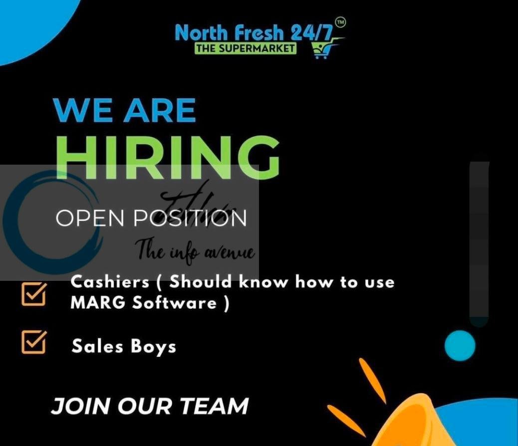 North Fresh 24/7 NF Srinagar Cashiers/Sales Boys job opportunities 2026