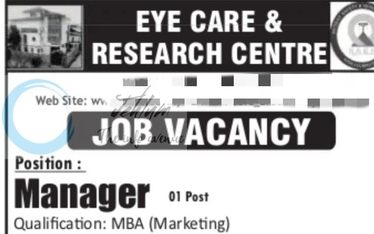 Eye Care and Research Centre ECRC Srinagar Manager job opportunities 2026