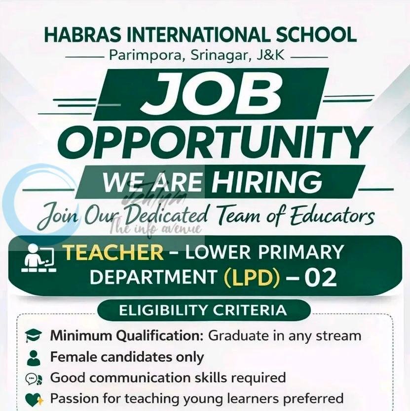 Habras International School Srinagar education job opportunities 2026